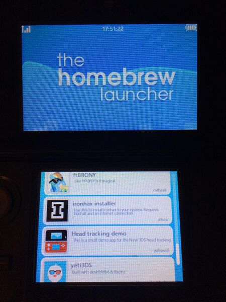 File:First use of the Homebrew Launcher.jpg